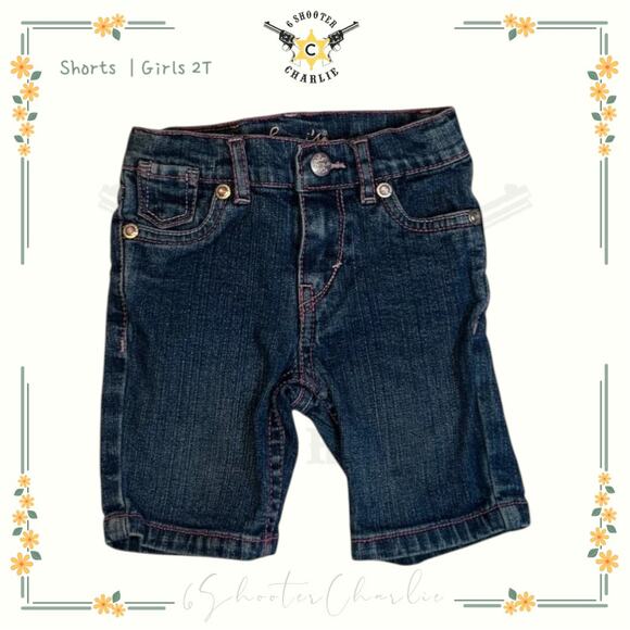 Levi Strauss & Co. Girls 2T Embroidered Butterfly Jean Shorts Medium Wash Denim - Picture 1 of 7